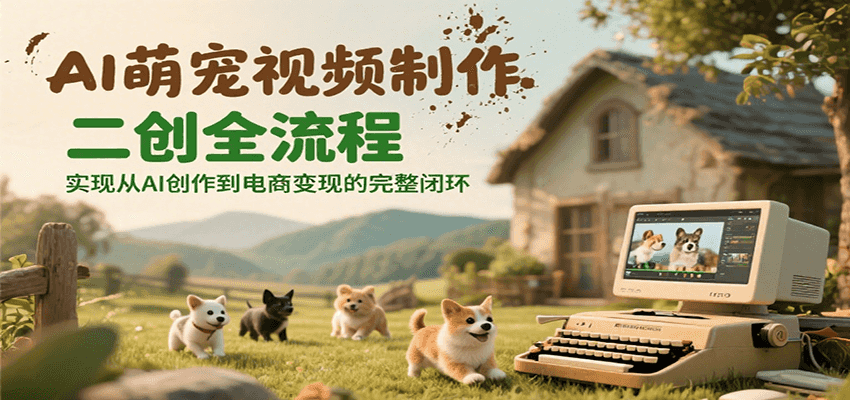 AI萌宠视频制作二创全流程，实现从AI创作到电商变现的完整闭环-huitchan网创