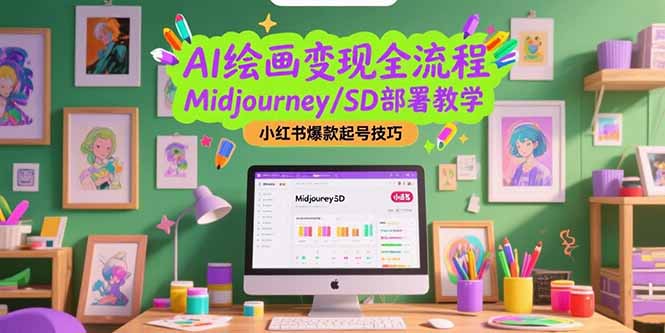 AI绘画变现全流程，Midjourney/SD部署教学，小红书爆款起号技巧-huitchan网创