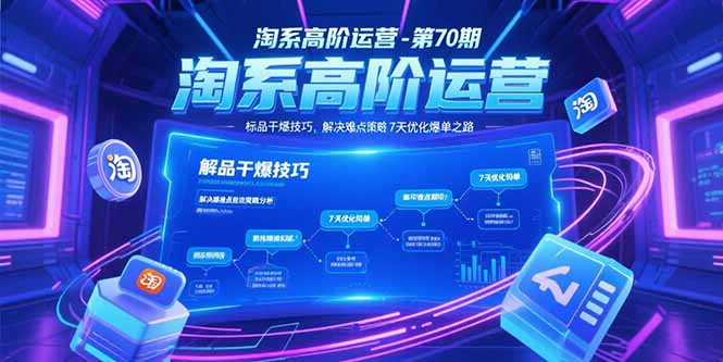 淘系高阶运营-第70期，标品干爆技巧，解决难点策略，大佬操盘方法-huitchan网创
