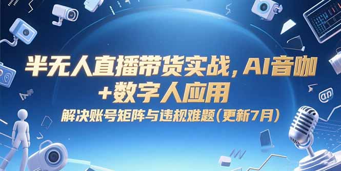 半无人直播带货实战，AI音咖+数字人应用 解决账号矩阵与违规难题(更新7月-huitchan网创