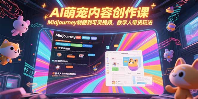 AI萌宠内容创作课，Midjourney制图到可灵视频，数字人带货玩法-huitchan网创