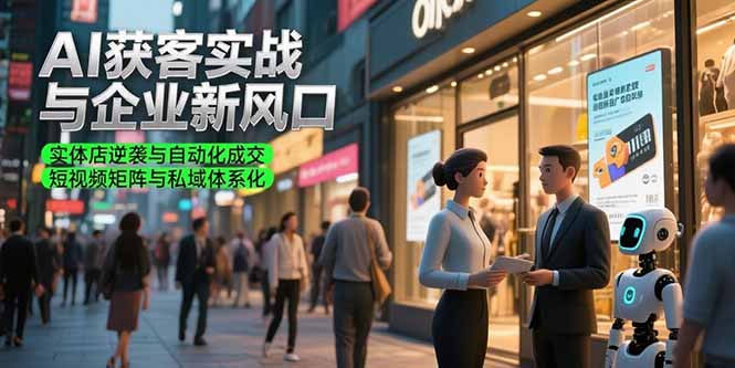 AI获客实战与企业新风口，实体店逆袭与自动化成交 短视频矩阵与私域体系化-huitchan网创