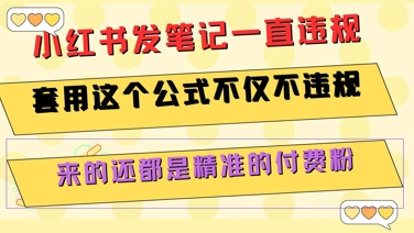 小红书发笔记一直违规，套用这个公式不仅不违规，来的还都是精准的付费粉-huitchan网创