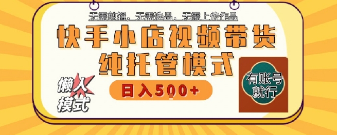 快手小店托管代运营，无需剪辑，无需选品，无需上传作品，全程无需操作，轻松月入5k+【揭秘】-huitchan网创