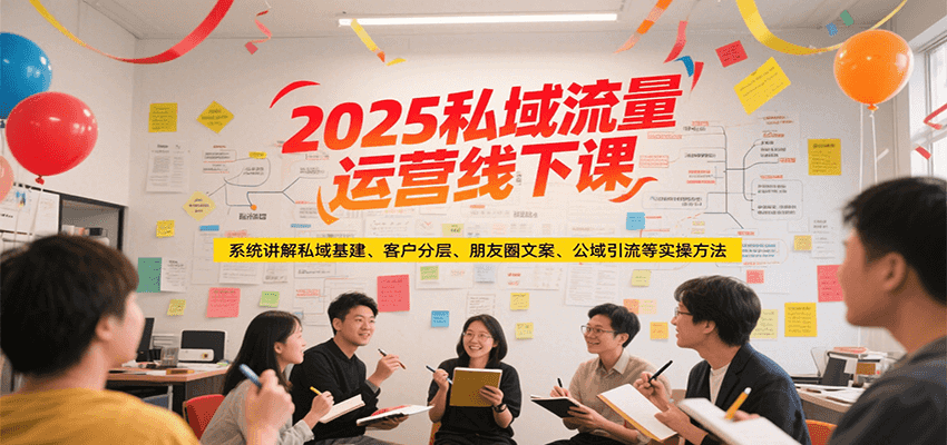 2025私域流量运营线下课，系统讲解私域基建/客户分层/朋友圈文案/公域引流等实操方法-huitchan网创