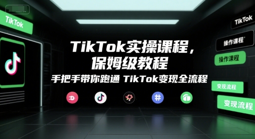 TikTok实操课程，保姆级教程，手把手带你跑通TikTok变现全流程-huitchan网创