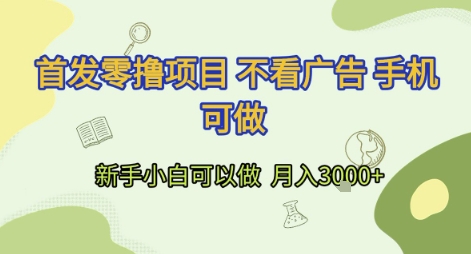 首发零撸项目 不看广告 手机可做 新手小白可以做  月入3k+【揭秘】-huitchan网创