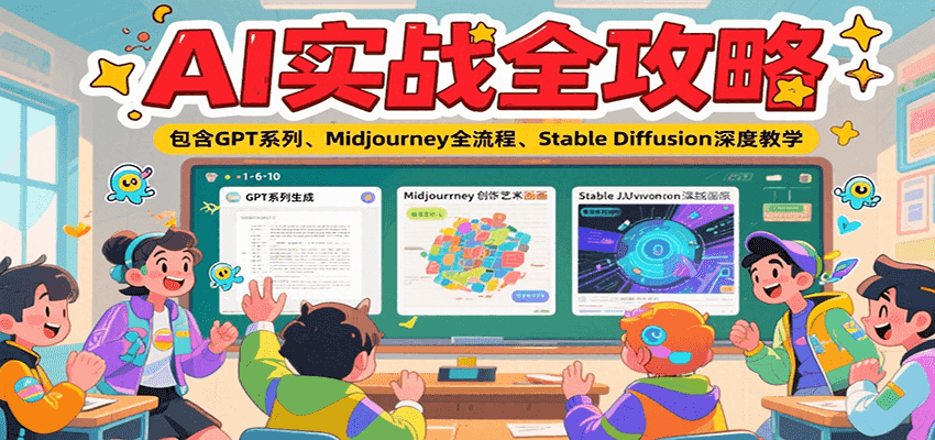 AI实战全攻略，包含GPT系列、Midjourney全流程、Stable Diffusion深度教学-huitchan网创