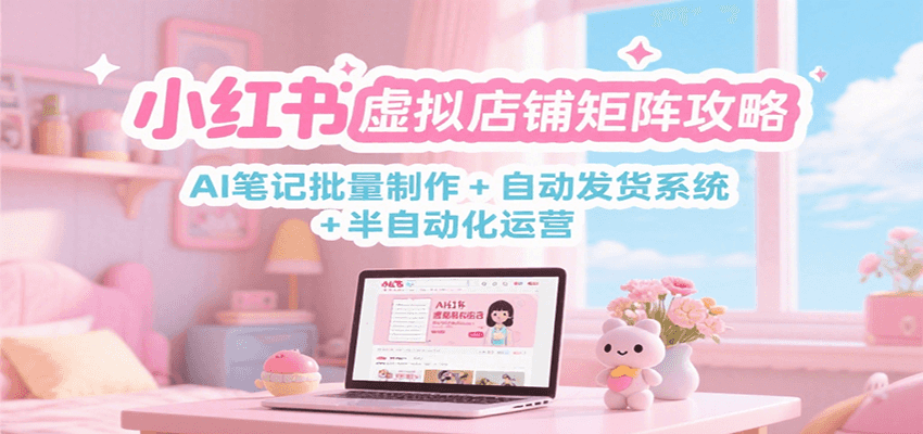 小红书虚拟店铺矩阵攻略：AI笔记批量制作 + 自动发货系统 + 半自动化运营-huitchan网创