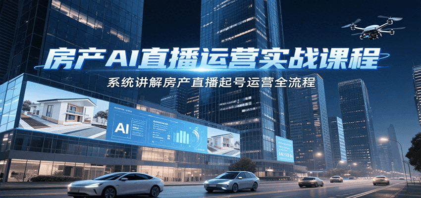 房产AI直播运营实战课程，系统讲解房产直播起号运营全流程-huitchan网创