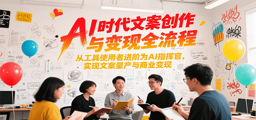 AI时代文案创作与变现全流程，从工具使用者进阶为AI指挥官，实现文案量产与商业变现-huitchan网创