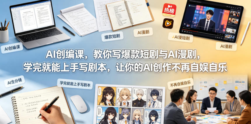 AI创编课，教你写爆款短剧与AI漫剧，学完就能上手写剧本，让你的AI创作不再自娱自乐(更新0521)-huitchan网创