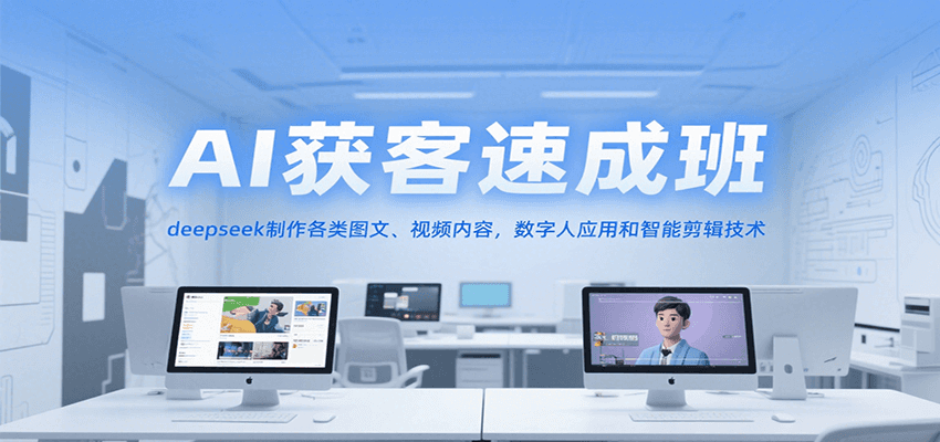 AI获客速成班，deepseek制作各类图文、视频内容，数字人应用和智能剪辑技术-huitchan网创