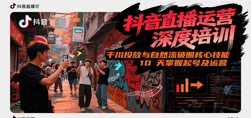 抖音直播运营深度培训，千川投放与自然流核心技能，10天掌握起号及运营(6-7月新课)-huitchan网创