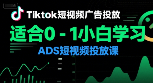 Tiktok短视频广告投放，适合0-1小白学习ADS短视频投放课-huitchan网创