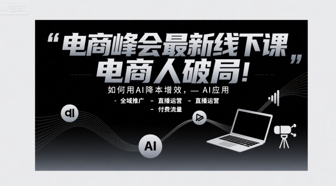 电商峰会最新线下课，电商人破局，如何用AI降本增效，AI应用-全域推广-直播运营-付费流量-huitchan网创