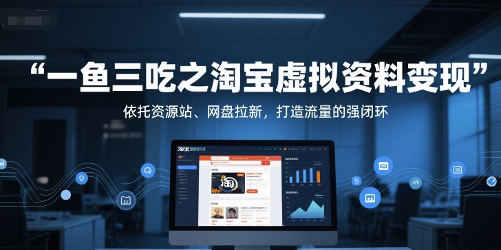 一鱼三吃之淘宝虚拟资料变现，依托资源站、网盘拉新，打造流量的强闭环-huitchan网创