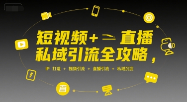 短视频+直播私域引流全攻略，IP打造 +视频引流 +直播引流 +私域沉淀-huitchan网创