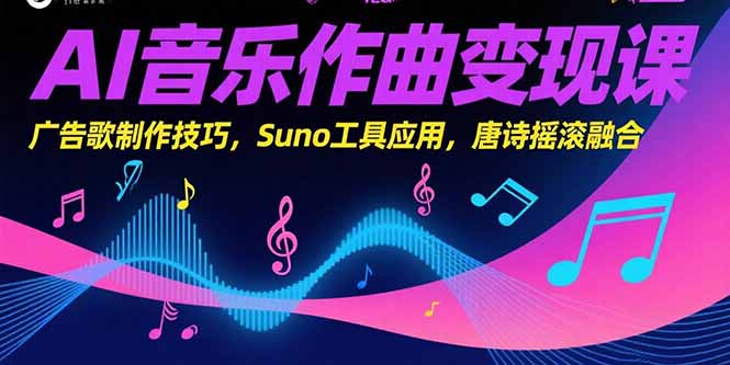 AI音乐作曲变现课，广告歌制作技巧，Suno工具应用，唐诗摇滚融合-huitchan网创