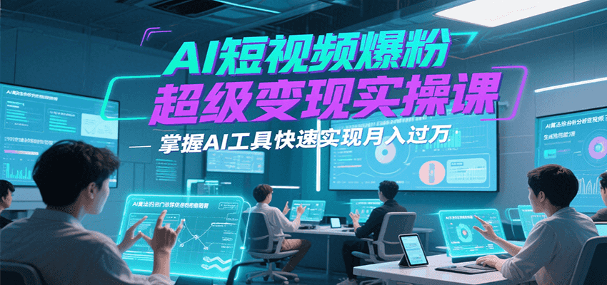 AI短视频爆粉超级变现实操课，掌握AI工具快速实现月入过万-huitchan网创