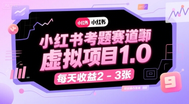 小红书考题赛道虚拟项目1.0，项目操作简单，每天收益2-3张-huitchan网创