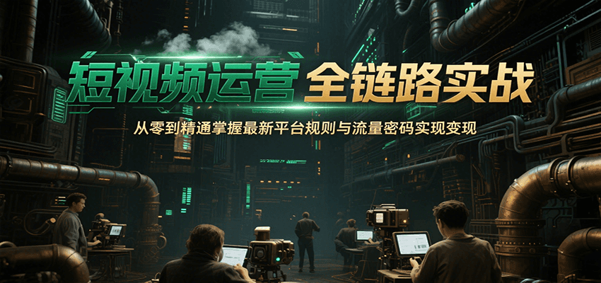 短视频运营全链路实战，从零到精通掌握最新平台规则与流量密码实现变现-huitchan网创