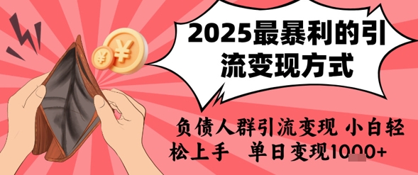 2025年最暴利的引流变现方式，负债人群引流变现，小白轻松上手，日入1k-huitchan网创