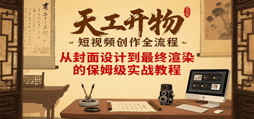 天工开物短视频创作全流程，从封面设计到最终渲染的保姆级实战教程-huitchan网创