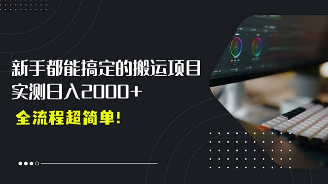 平台主动扶持的新风口，0基础轻松起号，搬运剪辑日入2000+！-huitchan网创