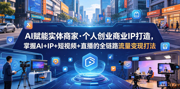 AI赋能实体商家·个人创业商业IP打造，掌握AI+IP+短视频+直播的全链路流量变现打法-huitchan网创