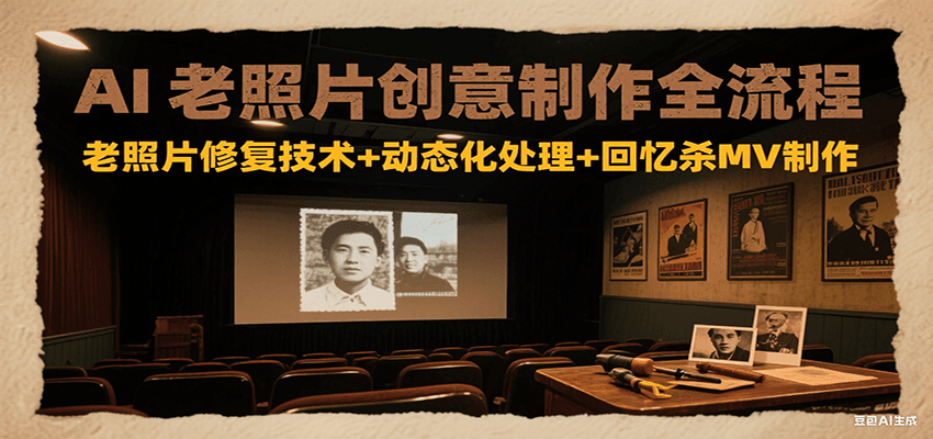 AI老照片创意制作全流程：老照片修复技术+动态化处理+回忆杀MV制作-huitchan网创