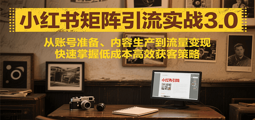 小红书矩阵引流3.0，从账号准备、内容生产到流量变现，快速掌握低成本高效获客策略-huitchan网创