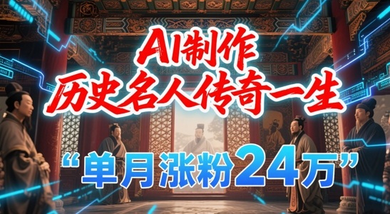 暴力起号！用AI制作历史名人传奇一生，单月涨粉24W，涨粉+变现赛道黑马来了-huitchan网创