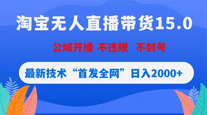 淘宝无人直播带货15.0，不封号，不违规，公域玩法，首发全网日入2000+-huitchan网创