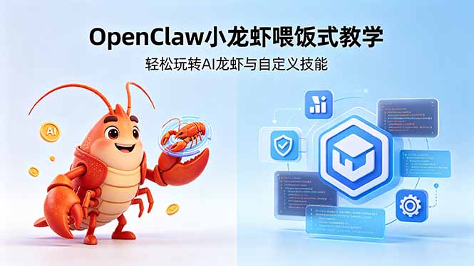 不用懂技术！OpenClaw小龙虾喂饭式教学，轻松玩转AI龙虾与自定义技能 (5月22更新-huitchan网创