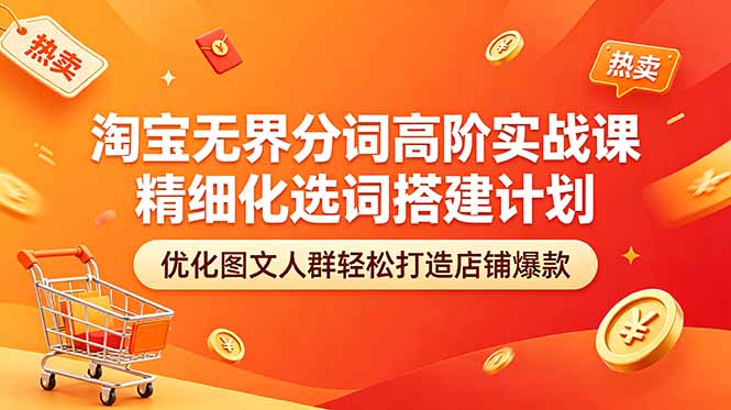 淘宝无界分词高阶实战课 精细化选词搭建计划 优化图文人群轻松打造店铺爆款-huitchan网创