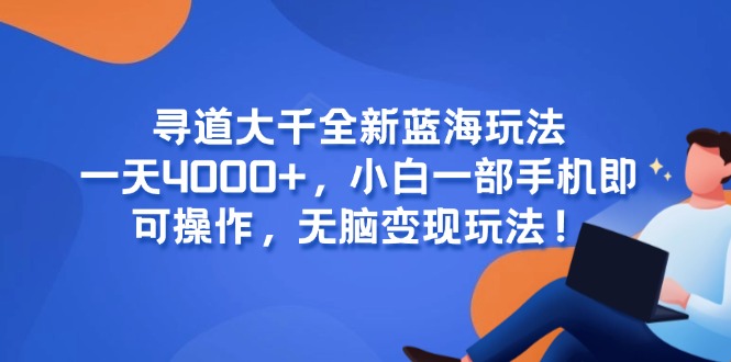 寻道大千全新蓝海玩法，一天4000+，小白一部手机即可操作，无脑变现玩法！-huitchan网创
