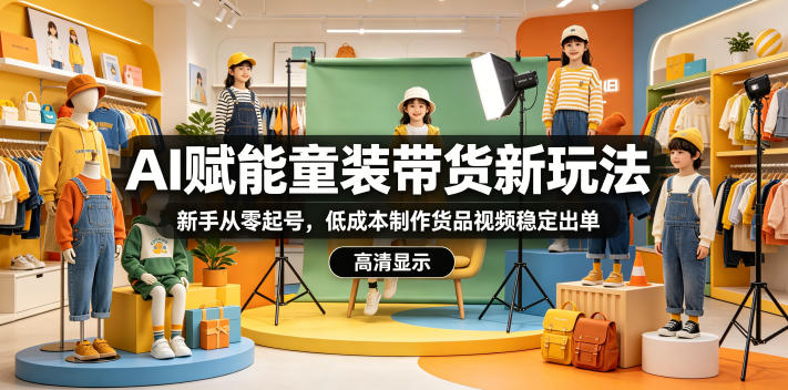 AI赋能童装带货新玩法，新手从零起号，低成本制作货品视频稳定出单-huitchan网创