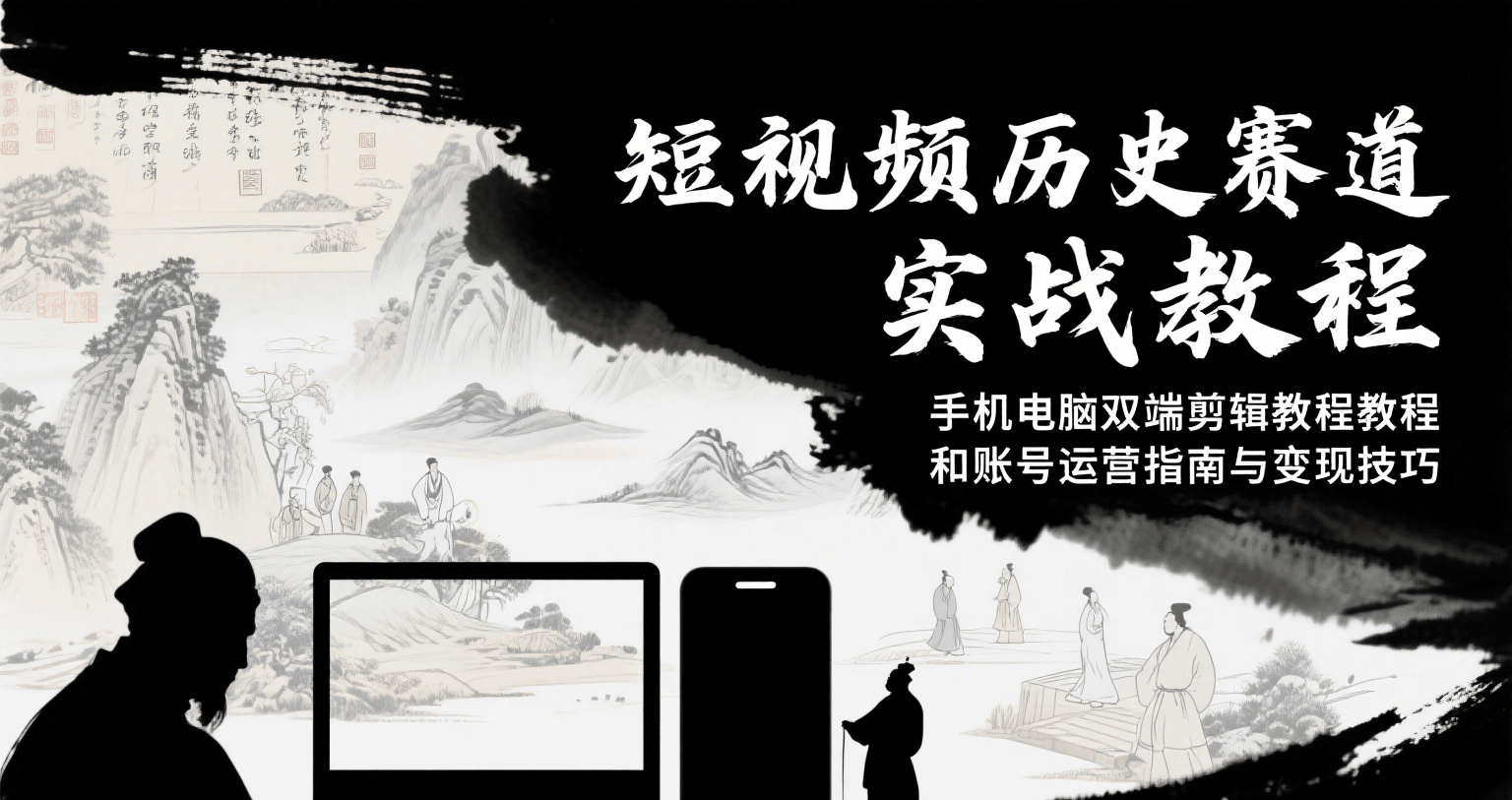 短视频历史赛道实战教程，手机电脑双端剪辑教程和账号运营指南与变现技巧-huitchan网创