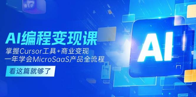 AI编程变现课：掌握Cursor工具+商业变现，一年学会MicroSaaS产品全流程-huitchan网创