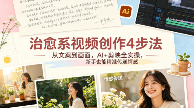 治愈系视频创作4步法｜从文案到画面，AI+剪映全实操，新手也能精准传递情感-huitchan网创