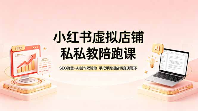 小红书虚拟店铺私教陪跑课，SEO流量+AI创作双驱动，手把手跑通店铺变现闭环-huitchan网创