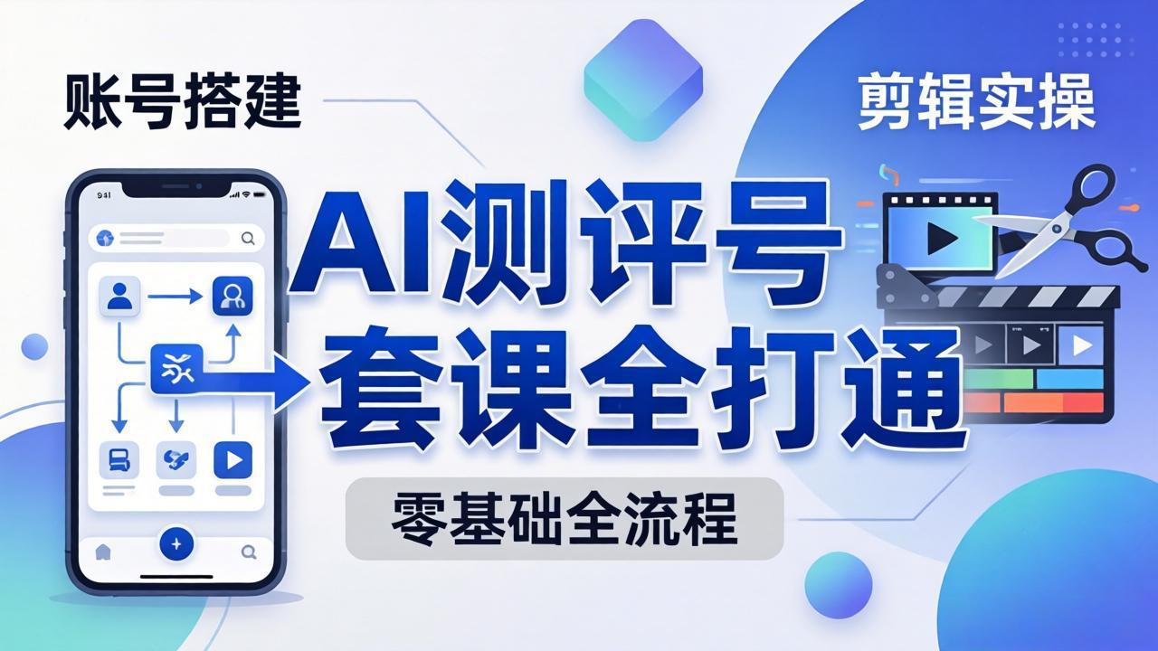 零基础起步怎么做AI测评号？账号搭建、爆款文案、剪辑实操、涨粉变现，一套课全打通-huitchan网创