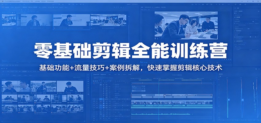 零基础剪辑全能训练营：基础功能+流量技巧+案例拆解，快速掌握剪辑核心技术-huitchan网创