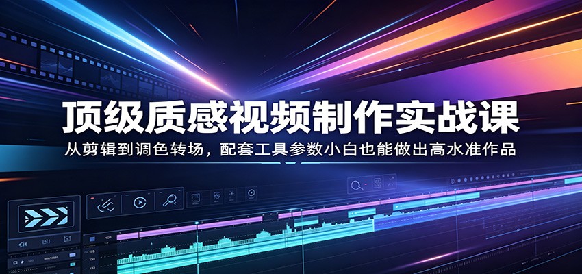 顶级质感视频制作实战课：从剪辑到调色转场，配套工具参数小白也能做出高水准作品-huitchan网创