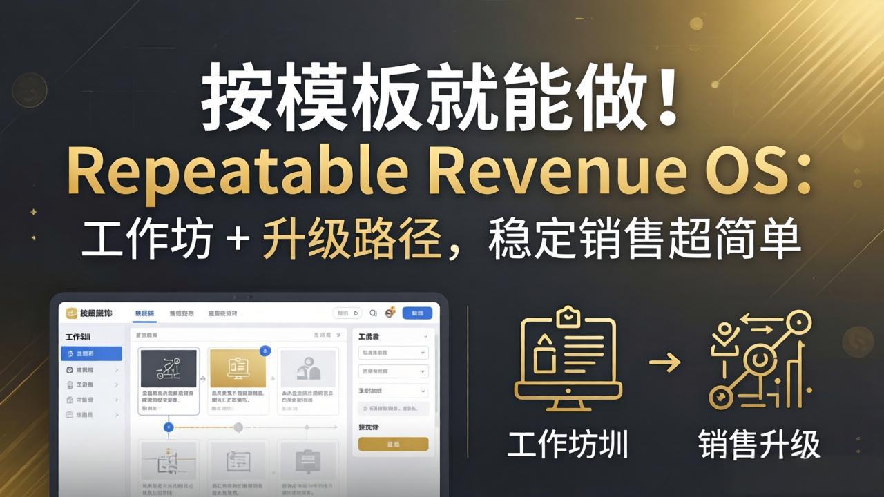 按模板就能做！Repeatable Revenue OS：工作坊 + 升级路径，稳定销售超简单-huitchan网创