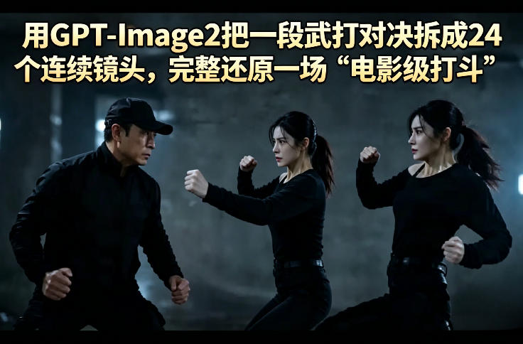 用GPT-Image2把一段武打对决拆成24个连续镜头，完整还原一场“电影级打斗”-huitchan网创