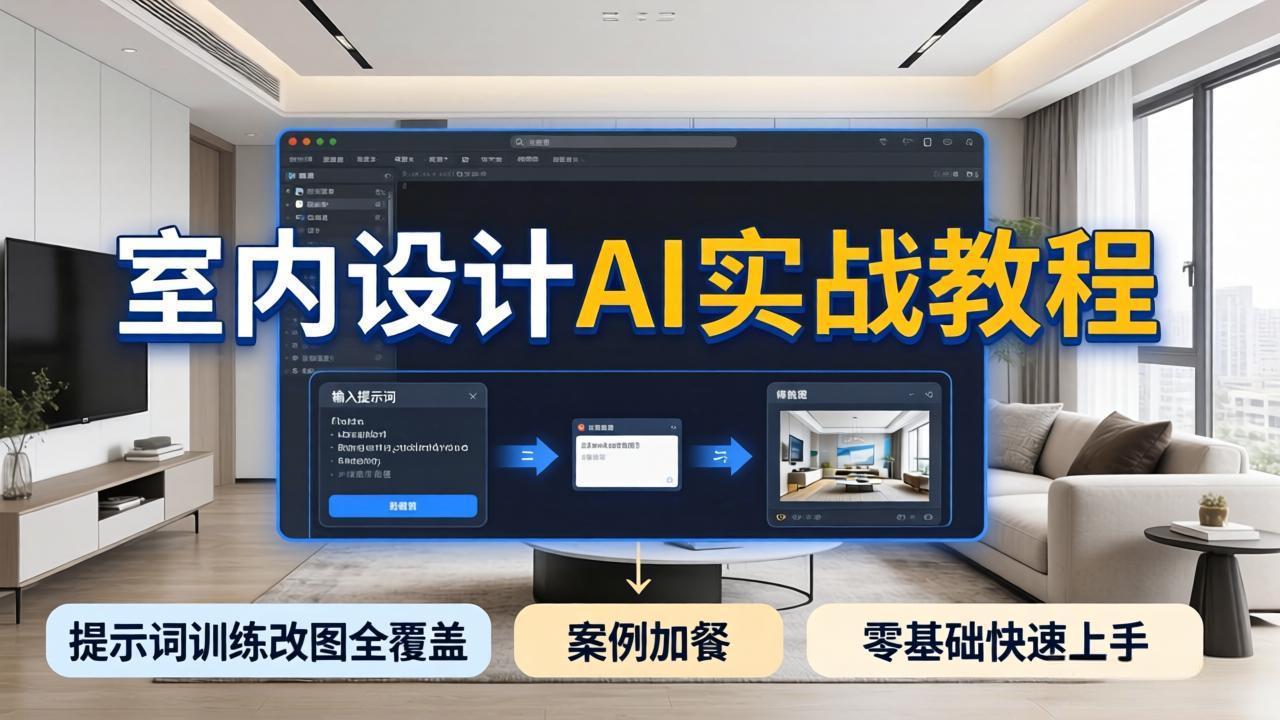 2026室内设计AI实战教程，提示词训练改图全覆盖，搭配案例加餐，零基础也能快速上手-huitchan网创