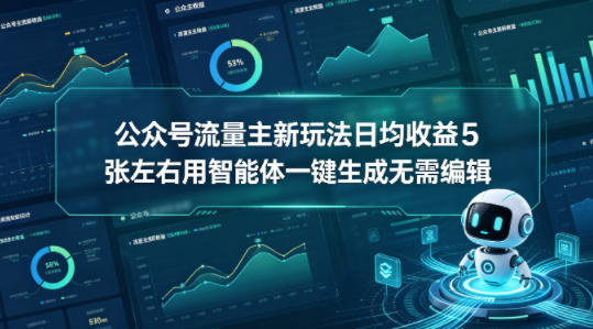 公众号流量主新玩法日均收益5张左右用智能体一键生成无需编辑-huitchan网创