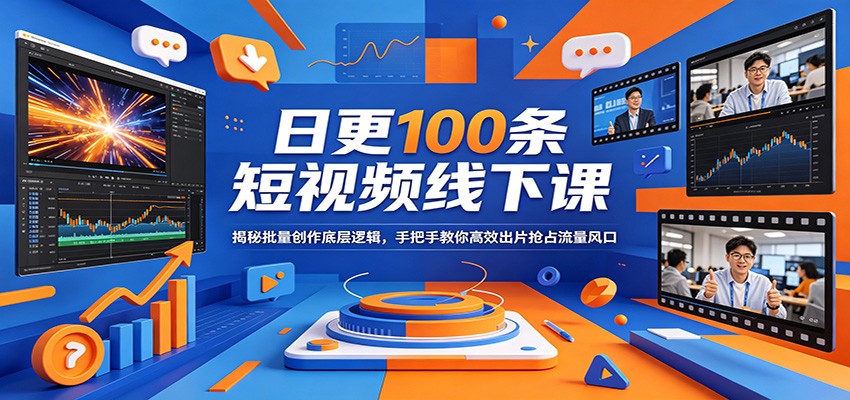 日更100条短视频线下课：揭秘批量创作底层逻辑，手把手教你高效出片抢占流量风口-huitchan网创